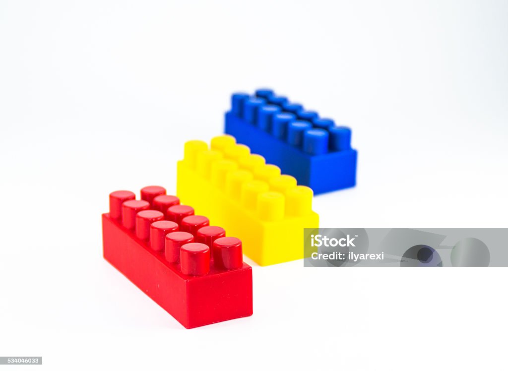 Colorful plastic toy blocks Colorful plastic toy blocks isolated on white background. Elements from the childrens designer. 2015 Stock Photo