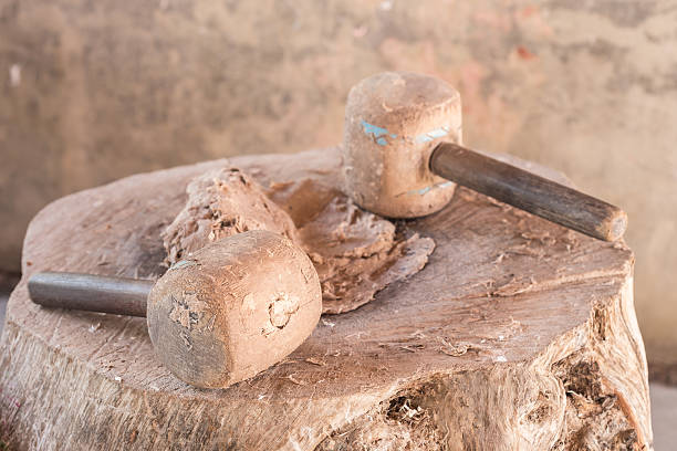 istock Two of wood hammer on stump 534047331