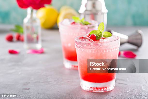 Raspberry Ice Cocktail Stock Photo - Download Image Now - Backgrounds, Berry, Dark