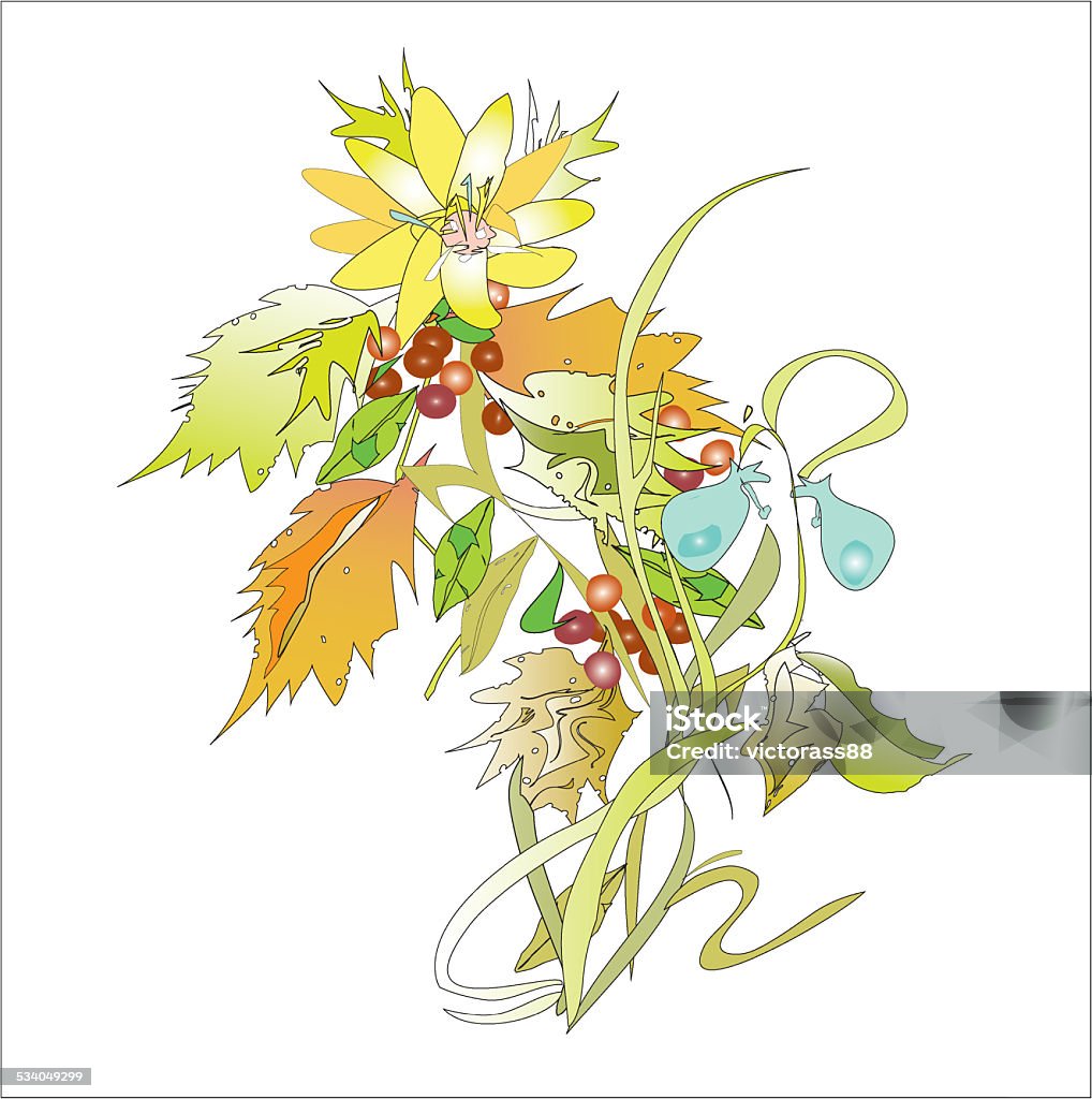 Floral and Berries Pattern Hand drawn on white floral and berries pattern 2015 stock illustration