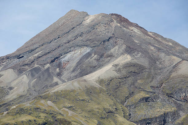 Close up view of Mount Taranaki Volcano Cone stock photo