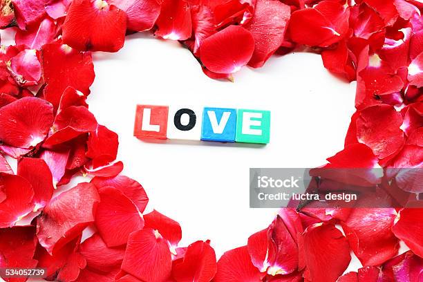 Beautiful Heart Of Red Rose Petals Isolated On White Stock Photo - Download Image Now