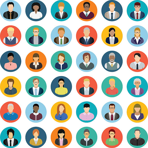 Business People Icons Set of thirty-six people icons. business portrait stock illustrations