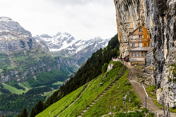 High mountain refuge at sunset (Stelvio National Park, Italian Alps)