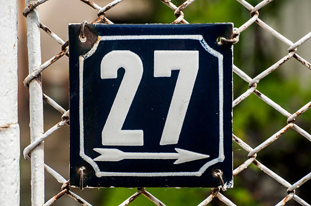istock Weathered enameled plate number 27 534055296