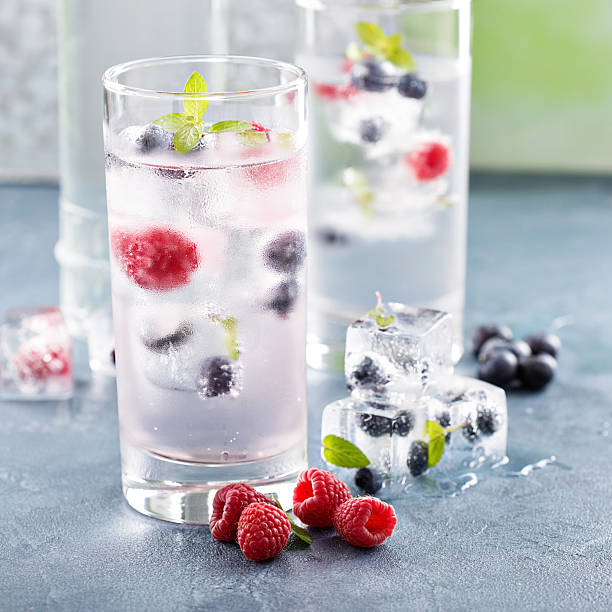 istock Sparkling water with berry and herb ice 534057464