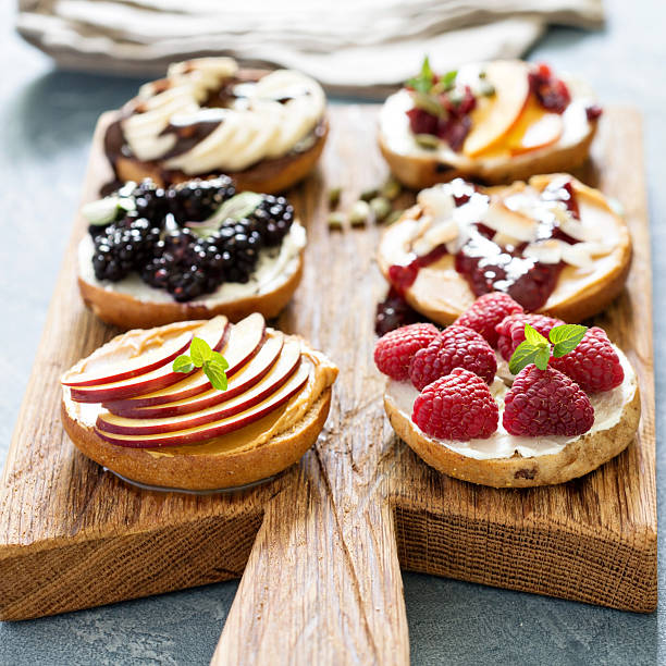 istock Variety of bagels on a board 534060082