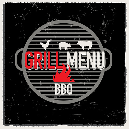 istock Grill Menu design template with black background 534076885