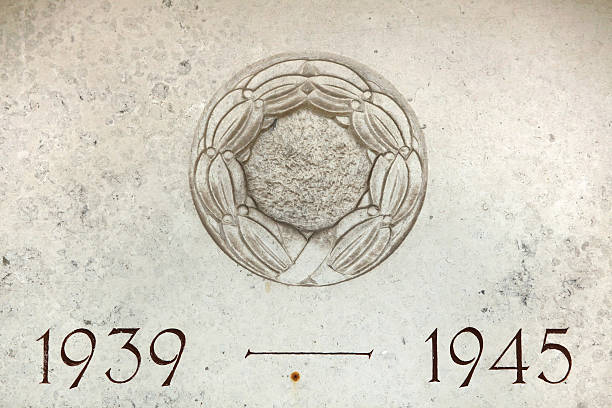 Years 1939 to 1945 of World War II carved stone.