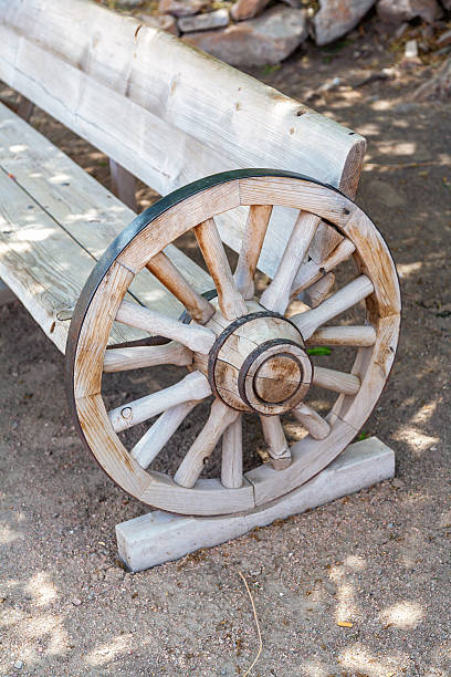 istock antique bench made from carriage wheel 534078273