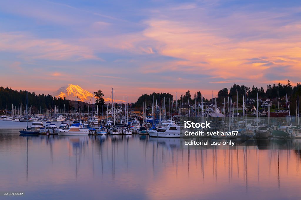Sunset in Gig Harbor. Gig Harbor, WA USA - January, 20 2015. Gig Harbor is a tourism attraction on Puget Sound Gig Harbor Stock Photo