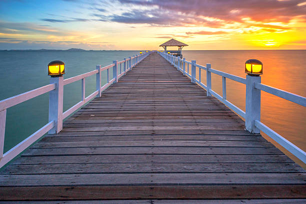 istock The wooden bridge with the sunset 534079677