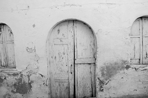 A ruined house in an old street in Cesme.