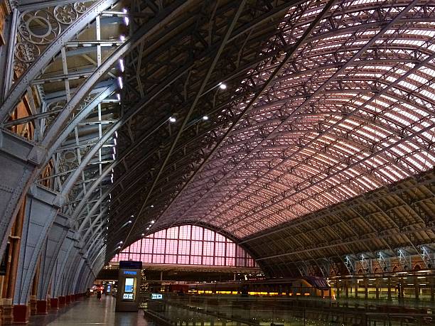 istock St. Pancras Station Platform Roof at Sunset 534082963