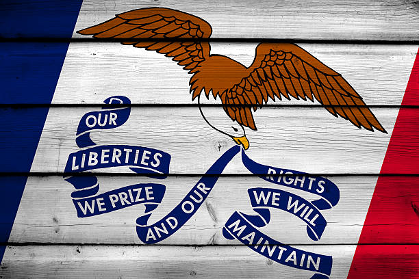 istock Iowa State Flag on wood background 534083171