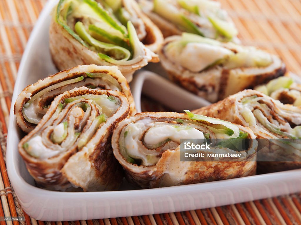 Cavier wraps with cucumber Cavier wraps with cucumber - homemade appetizers Appetizer Stock Photo
