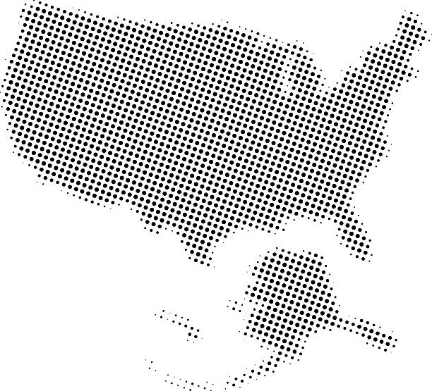 Dotted vector map of USA Dotted USA map. alaska us state illustrations stock illustrations