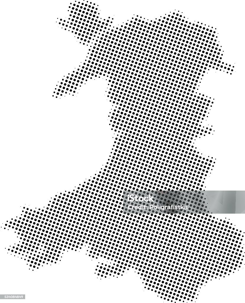 Salpicado vector map of Wales - arte vectorial de 2015 libre de derechos