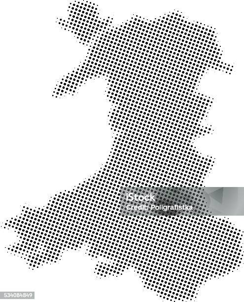 Ilustración de Salpicado Vector Map Of Wales y más Vectores Libres de Derechos de 2015 - 2015, Blanco - Color, Blanco y negro