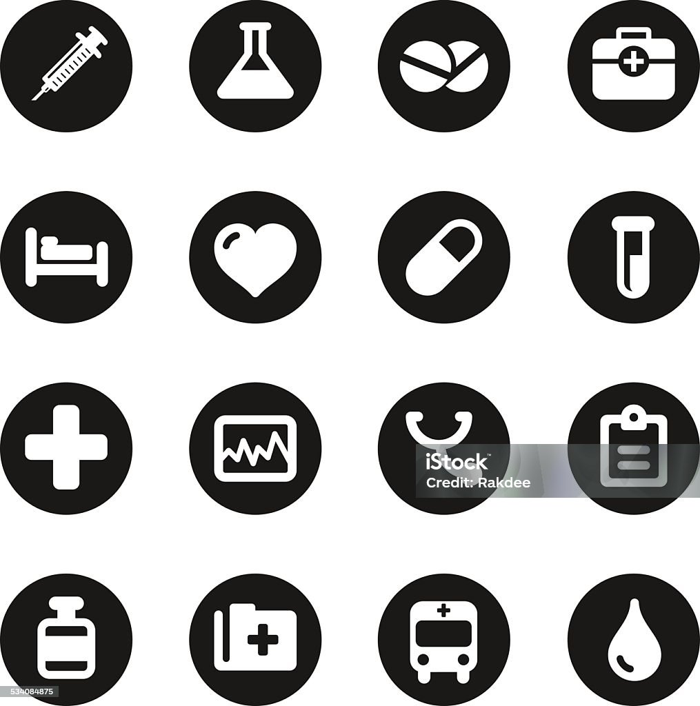 Señal de iconos médicos-círculo negro serie - arte vectorial de Medicamento libre de derechos