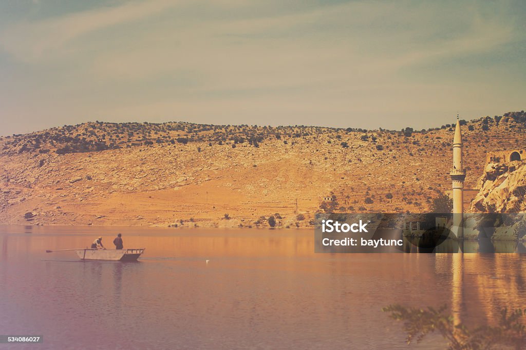 Sunken Village Savasan in Halfeti, Gaziantep, Turkey Village Stock Photo