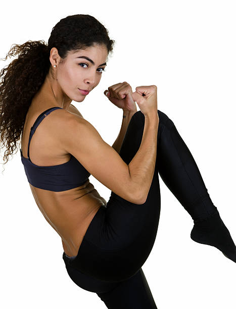 キックボクシングの時間 - karate women kickboxing human foot ストックフォトと画像
