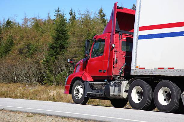 istock Semi truck on a highway 534086129
