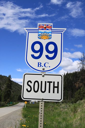 Highway BC Road Sign. Canada