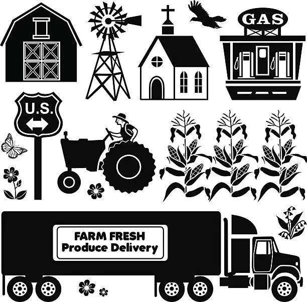 Vector illustration of from farm to store design elements