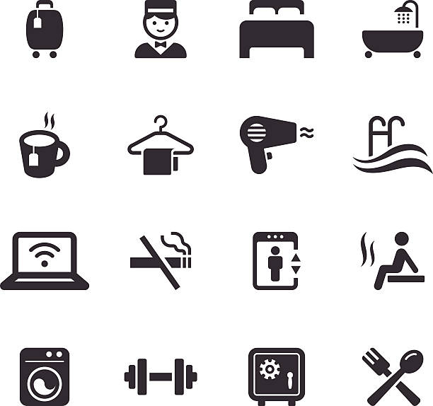 mono иконки набор/путешествия - symbol computer icon bed safety stock illustrations
