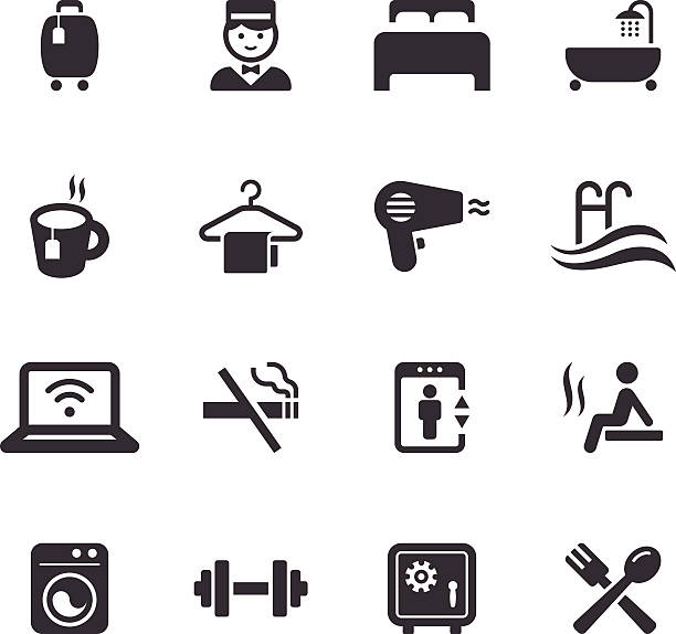 Mono Icons Set | Travel An illustration of travel icons set for your web page, presentation, & design products. guest bathroom stock illustrations