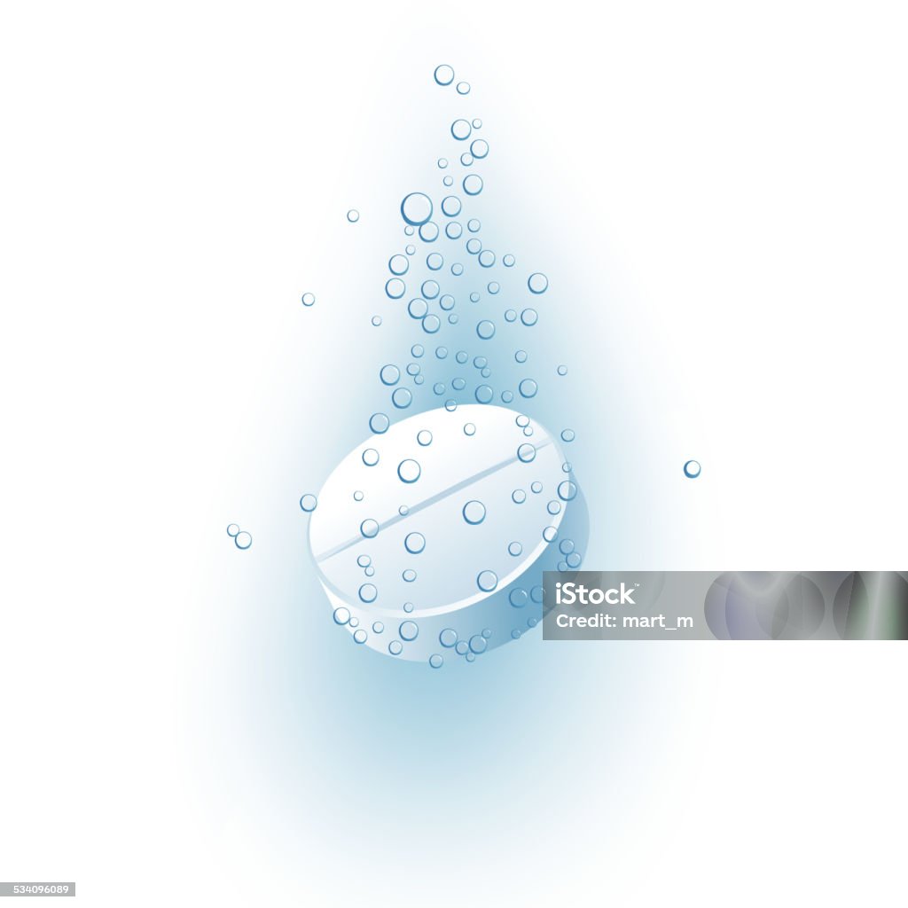 effervescent tablet effervescent tablet under the water  Dissolving stock vector