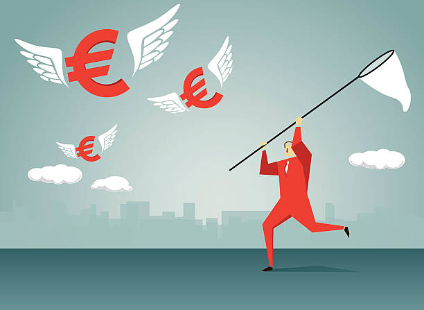 引く - european union currency euro symbol currency chasing点のイラスト素材／クリップアート素材／マンガ素材／アイコン素材