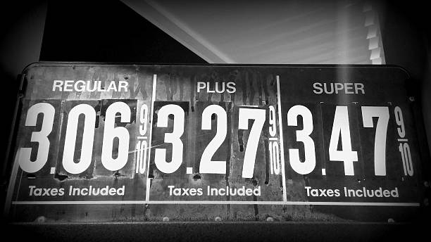 istock Black and White Average Gas Price Sign 2014 $3 Range 534098565
