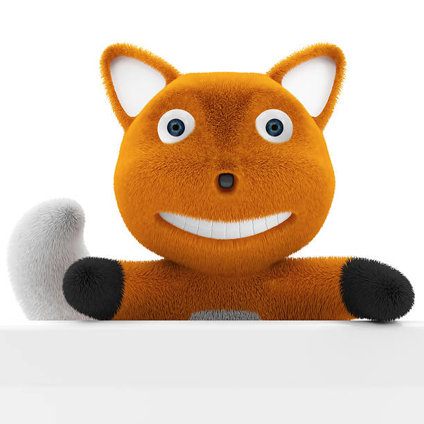 istock Little Cartoon Fox with Blank Board isolated on white background 534098975