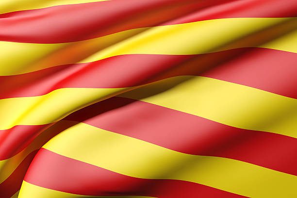 catalonia flag 3d rendering of a catalonia flag catalonia stock pictures, royalty-free photos & images
