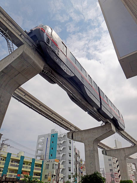 istock Naha city elevated commuter monorail train 534103309