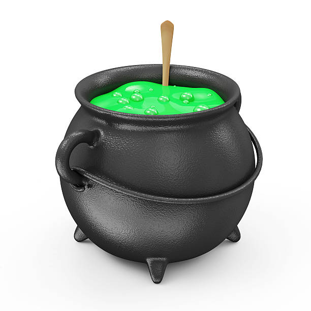 istock Witches Cauldron with Green Potion isolated on white background 534103423