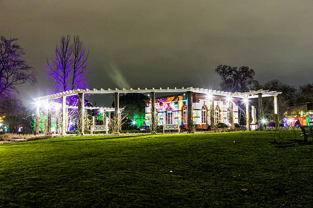 Frankfurt, Germany - January 21, 2015: light event Winterlichter by night   in the Palmgarden in Frankfurt, Germany.The light show is open to public until 25th of January.