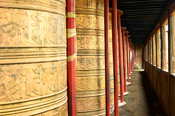 pray wheels in tibetan temple