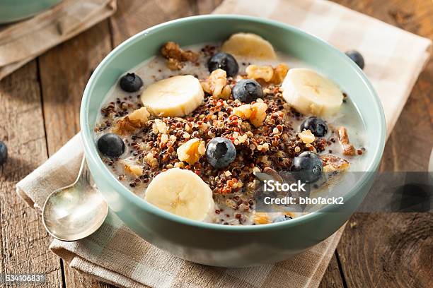 Organic Breakfast Quinoa With Nuts Stock Photo - Download Image Now - Dietary Fiber, Wholegrain, 2015
