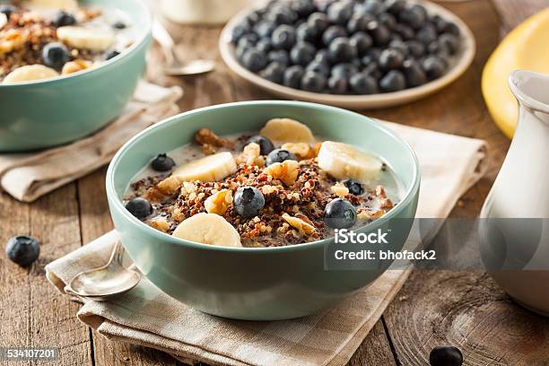 Organic Breakfast Quinoa With Nuts Stock Photo - Download Image Now - 2015, Acid, Ancient