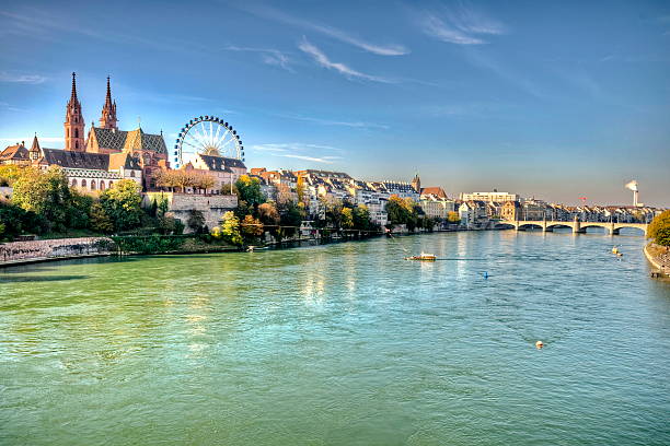 ciudad de basilea, suiza - blue outdoors nobody switzerland fotografías e imágenes de stock