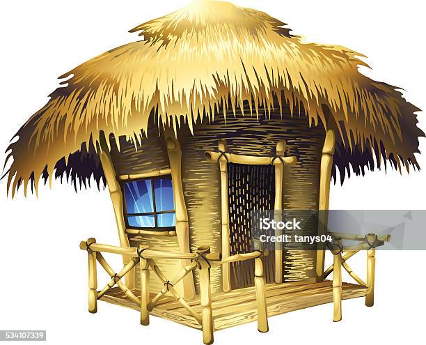 Tropical Bungalow Stock Illustration - Download Image Now - Hut, Drinking Straw, Bamboo - Material