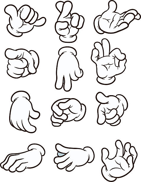 Cartoon hands Cartoon hands making different gestures. Vector clip art illustration. Each on a separate layer. formal glove stock illustrations