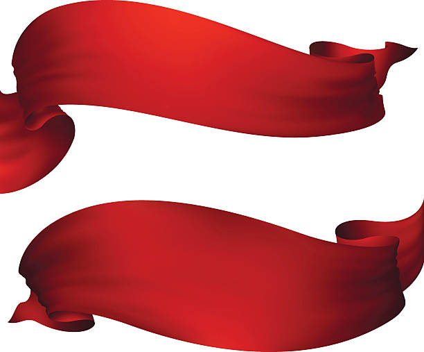 ilustraciones, imágenes clip art, dibujos animados e iconos de stock de horizontal banners rojo - ribbon satin red isolated