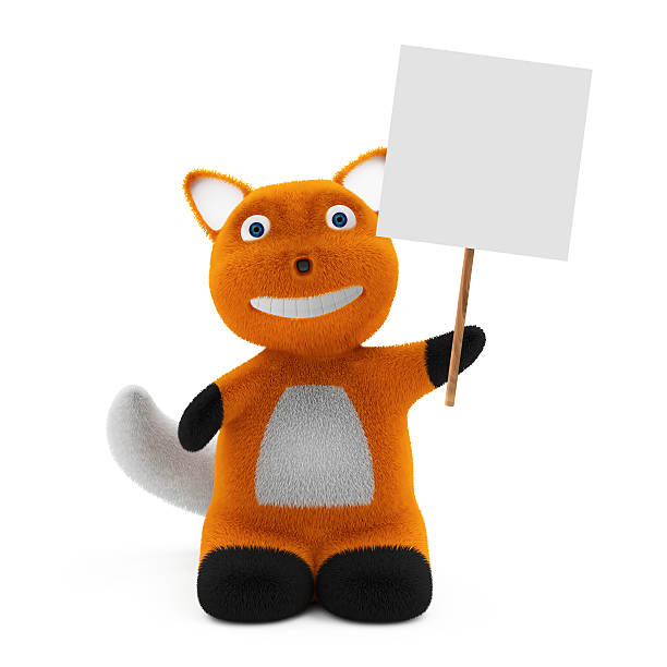 istock Little Cartoon Fox with Blank Board isolated on white background 534107393