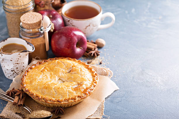 istock Apple pie with caramel syrup and cinnamon 534111578
