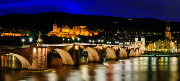 Alte bruck and Neckar river at Heidelberg  night time