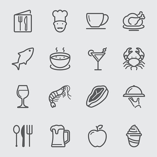 ilustraciones, imágenes clip art, dibujos animados e iconos de stock de restaurante icono de - shrimp cocktail